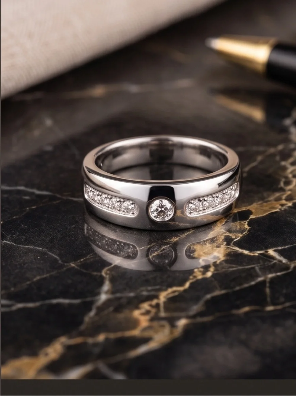 Moissanite 925 silver men’s band 1 CTW
